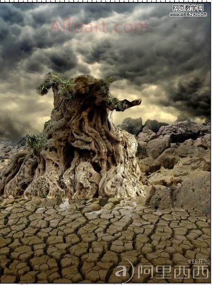 photoshop教程：制作人面树怪 aiyiweb.com