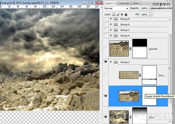 photoshop教程：制作人面树怪 aiyiweb.com