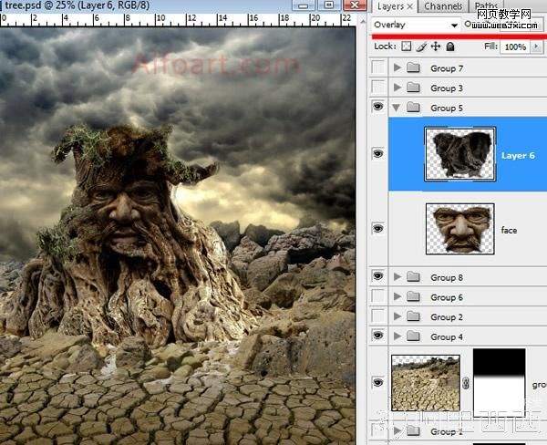 photoshop教程：制作人面树怪 aiyiweb.com