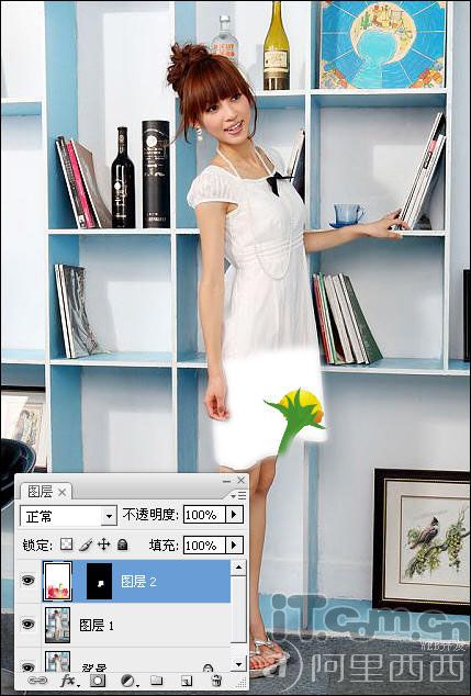 Photoshop为美女衣裳添加漂亮花纹