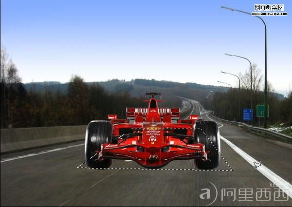 PS照片合成教程:着火的疯狂F1赛车_ali xixi.com