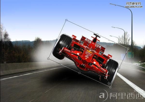 PS照片合成教程:着火的疯狂F1赛车_ali xixi.com
