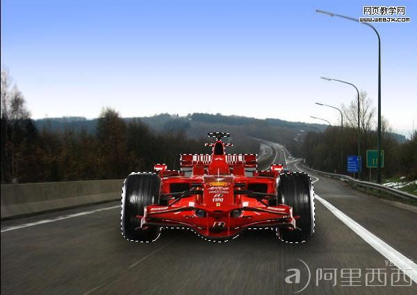 PS照片合成教程:着火的疯狂F1赛车_ali xixi.com